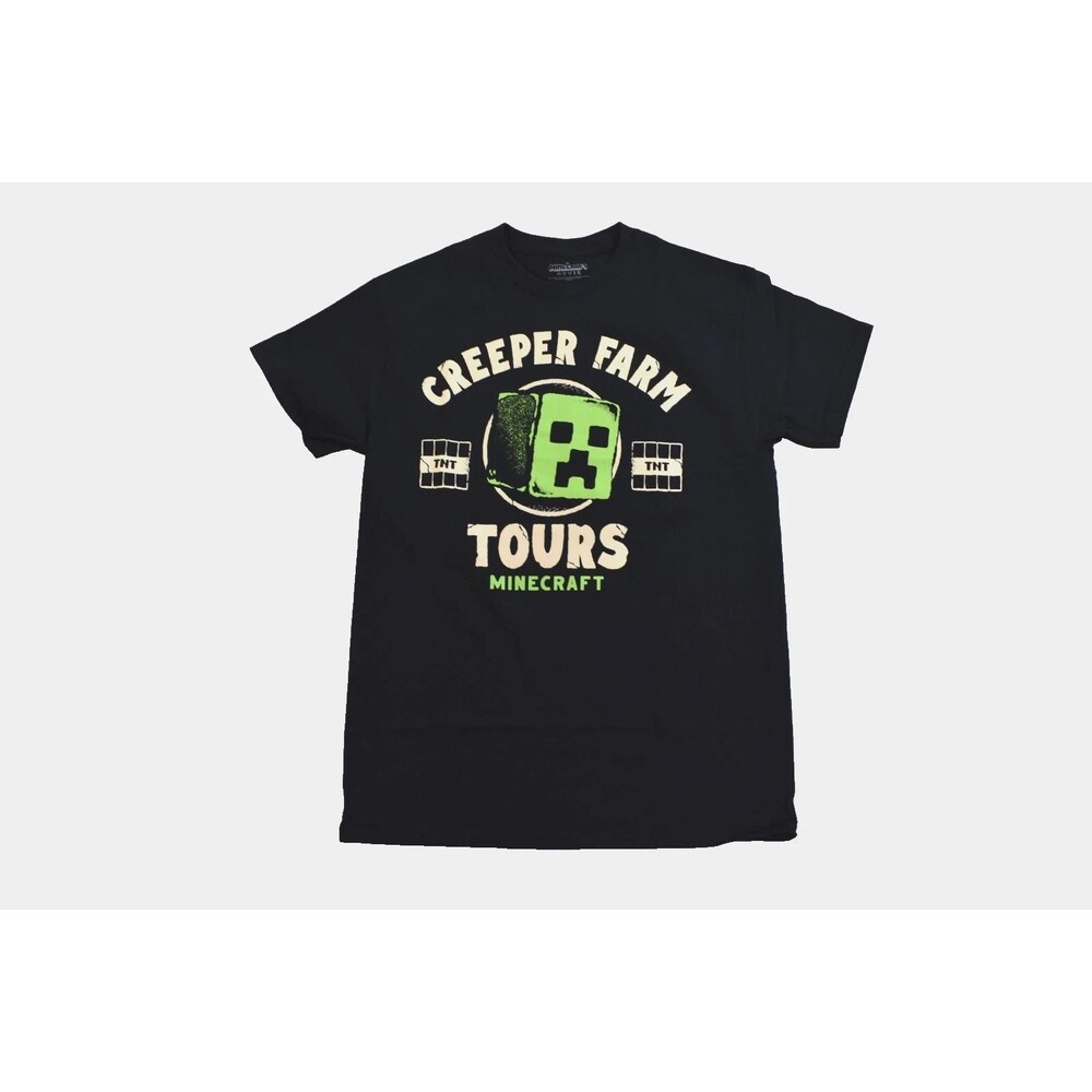 MINECRAFT Mens Creeper Farm Tours Black Graphic T Shirt Size XL Unopened NWT